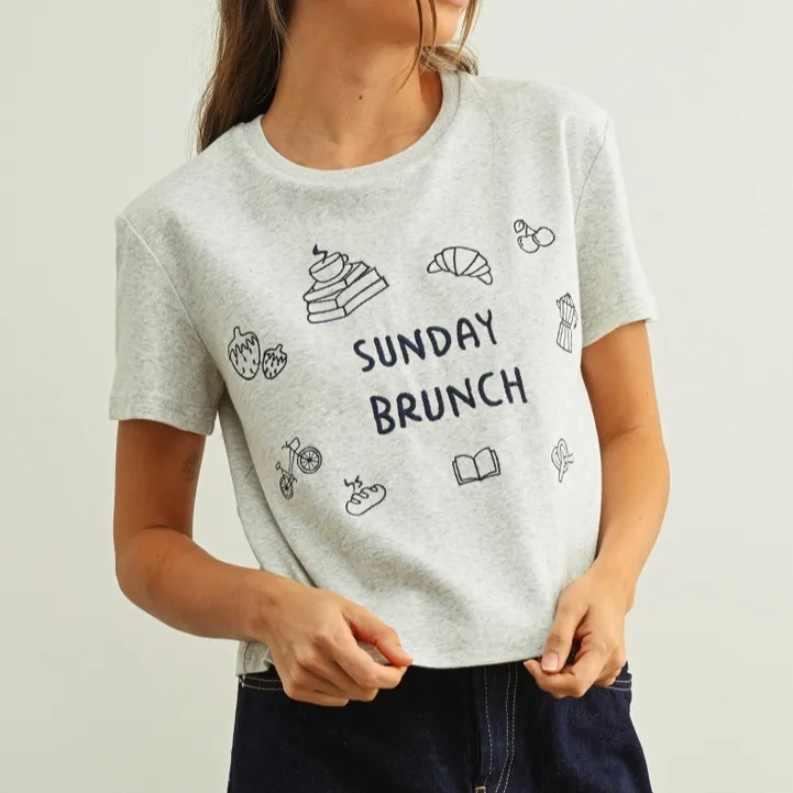 Embroidered Boxy Brunch Tee