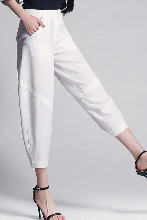 Classic Linen Wide Leg Pocketed Trousers