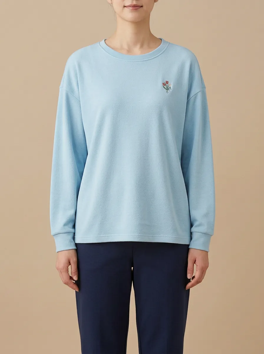 Women's Floral Embroidered Crew-Neck Sweatshirt