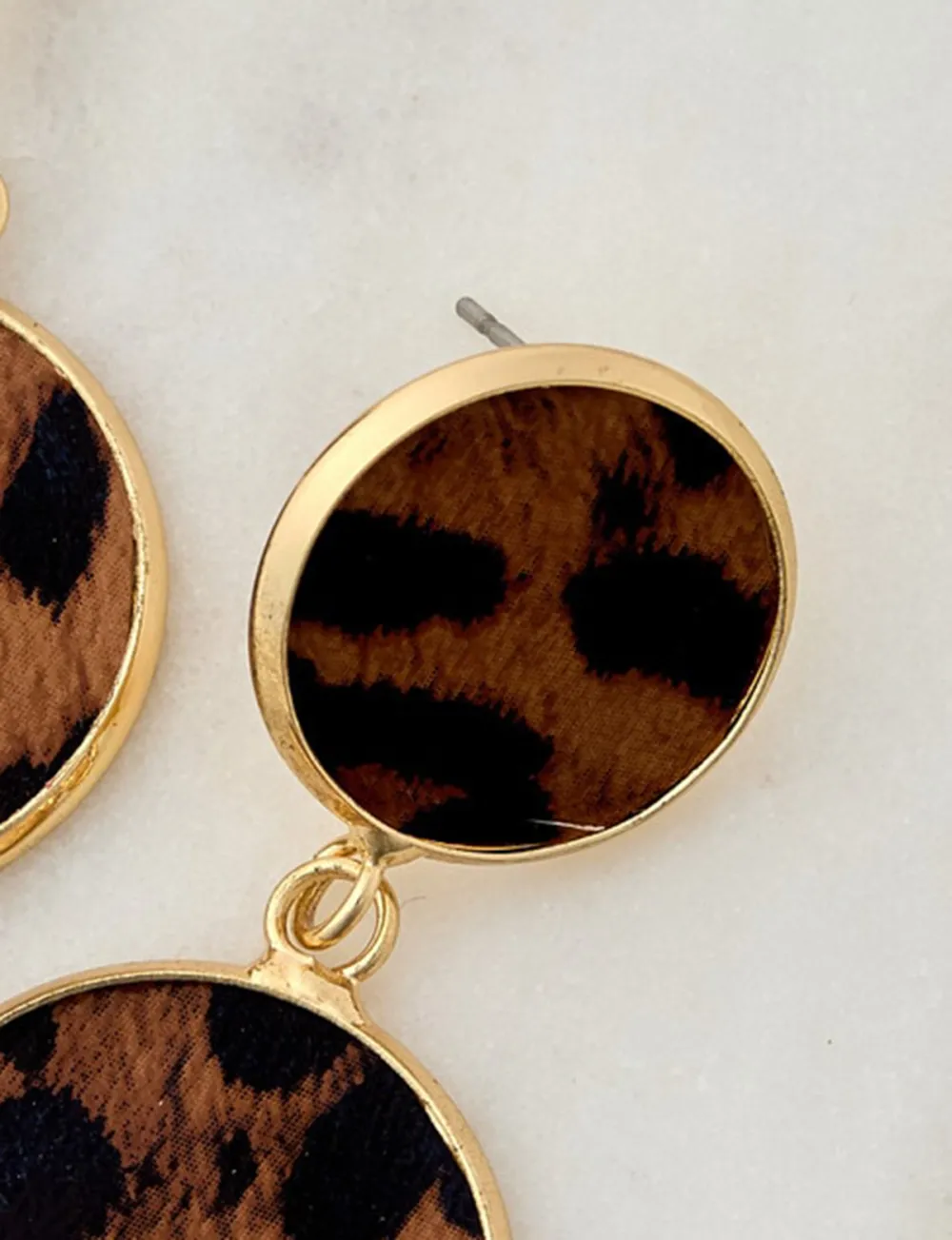 Fashionable And Cool Leopard Print Gold Earrings