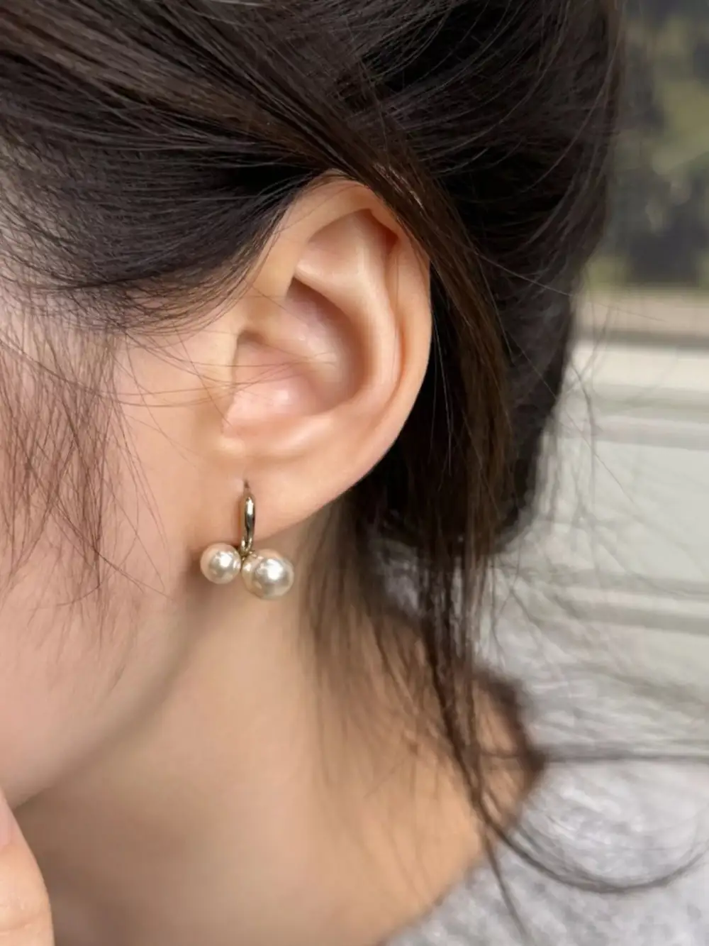 Women's Double Pearl Hoop Earrings