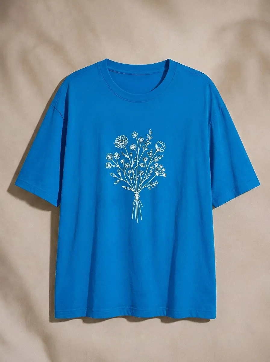 Women's Floral Lover Wildflower Bouquet Printed T-shirt