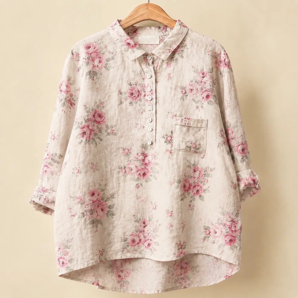 Relaxed Collared Floral Blouse