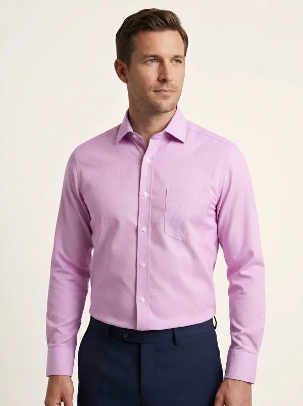 Men's Business Casual Blue Micro-Check Printed Dress Shirt