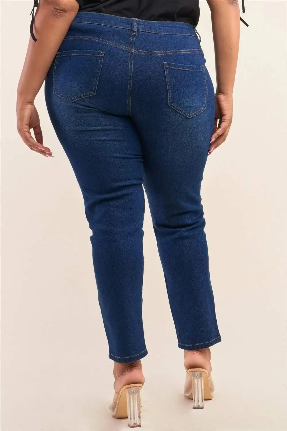 Mid-Rise Pocketed Stretch Straight Leg Jeans
