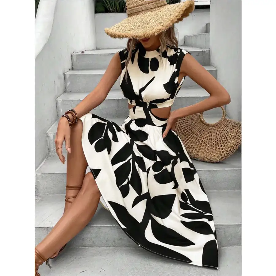Cutout Cap Sleeve Midi Dress