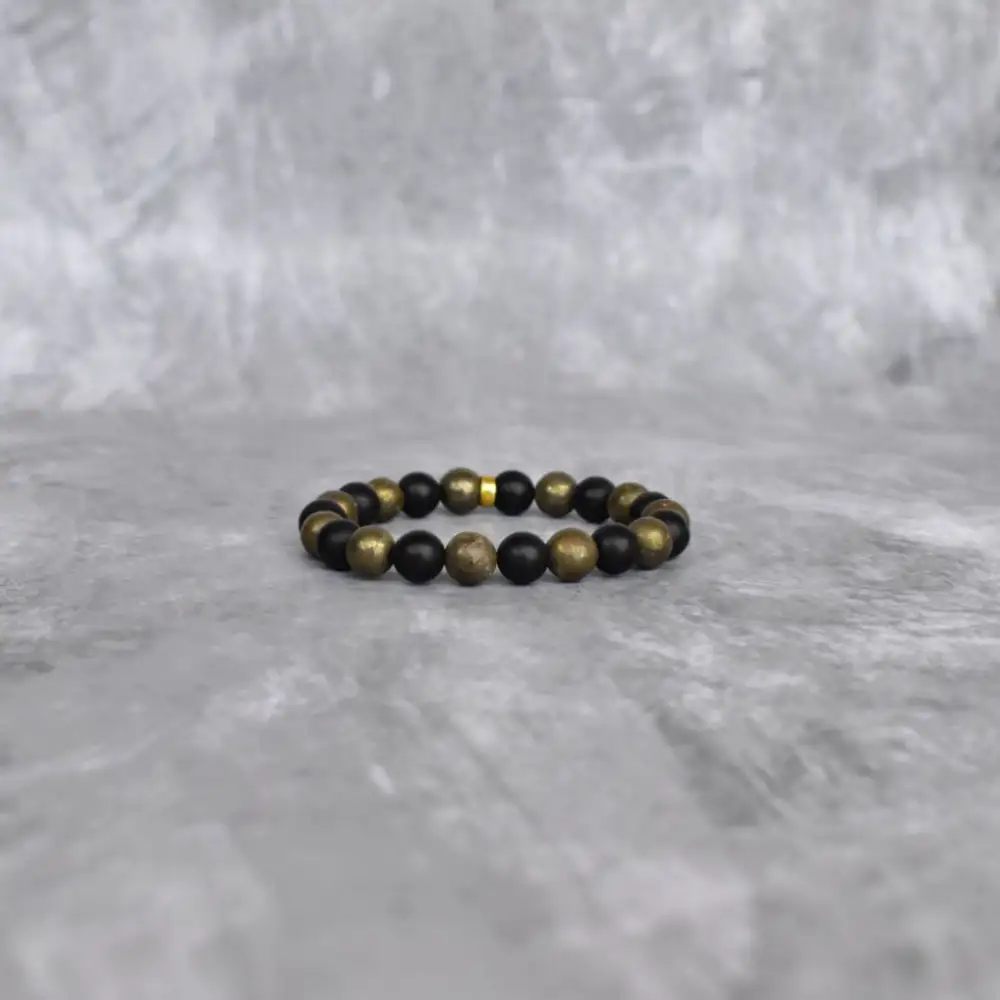 Matte Onyx Pyrite Bead Bracelet