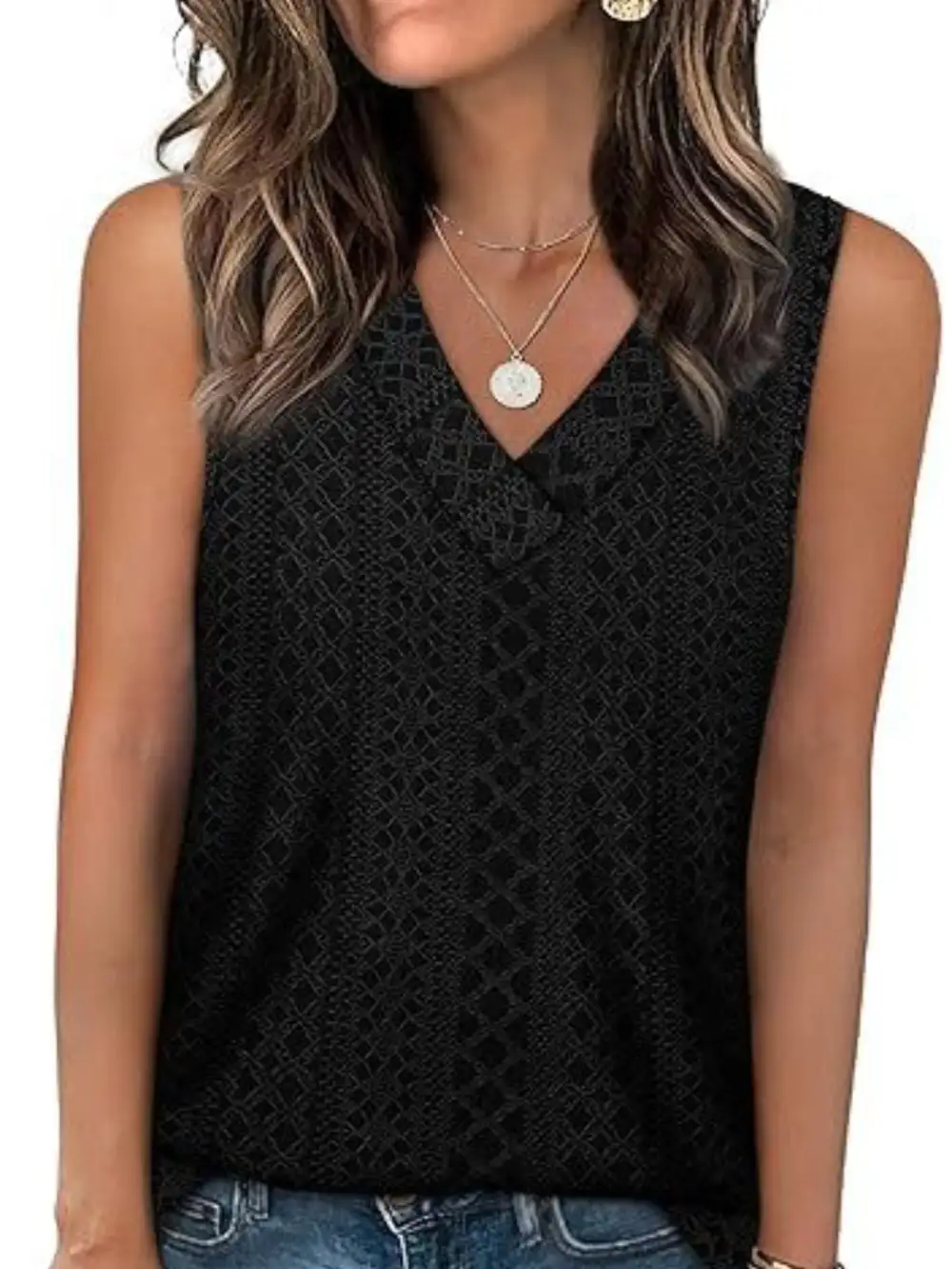 Eyelet V-Neck Tank