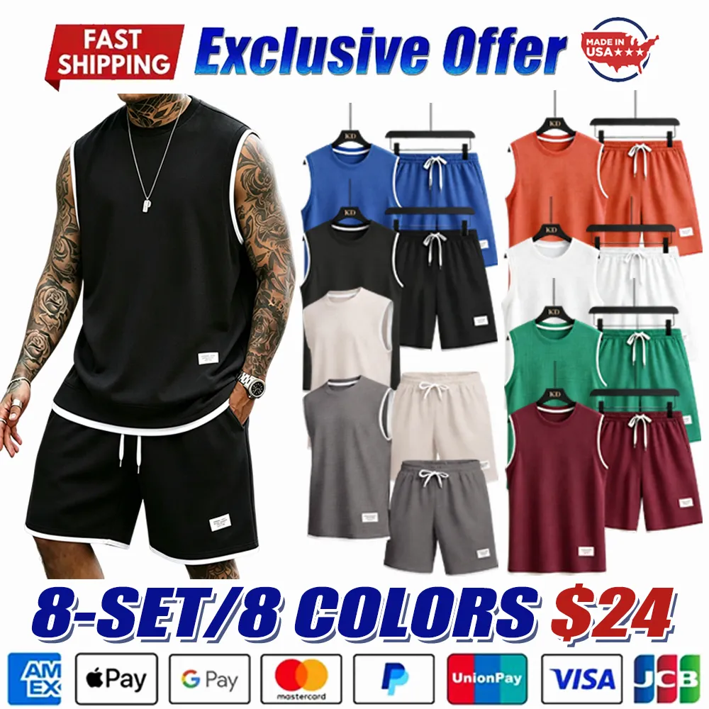Men's Short-Sleeve T-Shirt & Drawstring Short Set Tank Top & Short 2-Piece Set