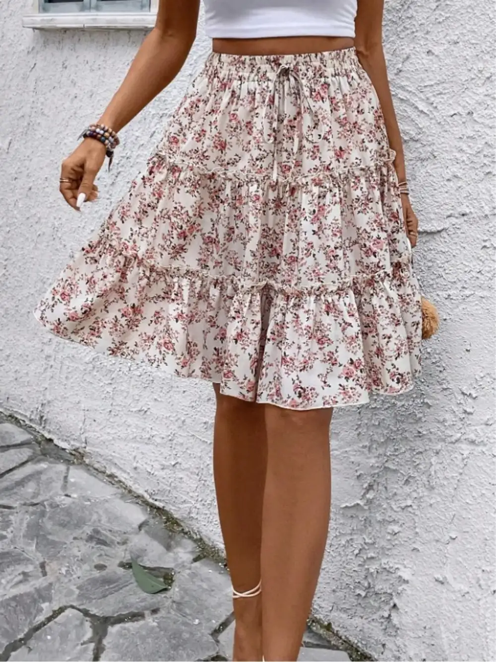 Everyday Floral Print Midi Skirt
