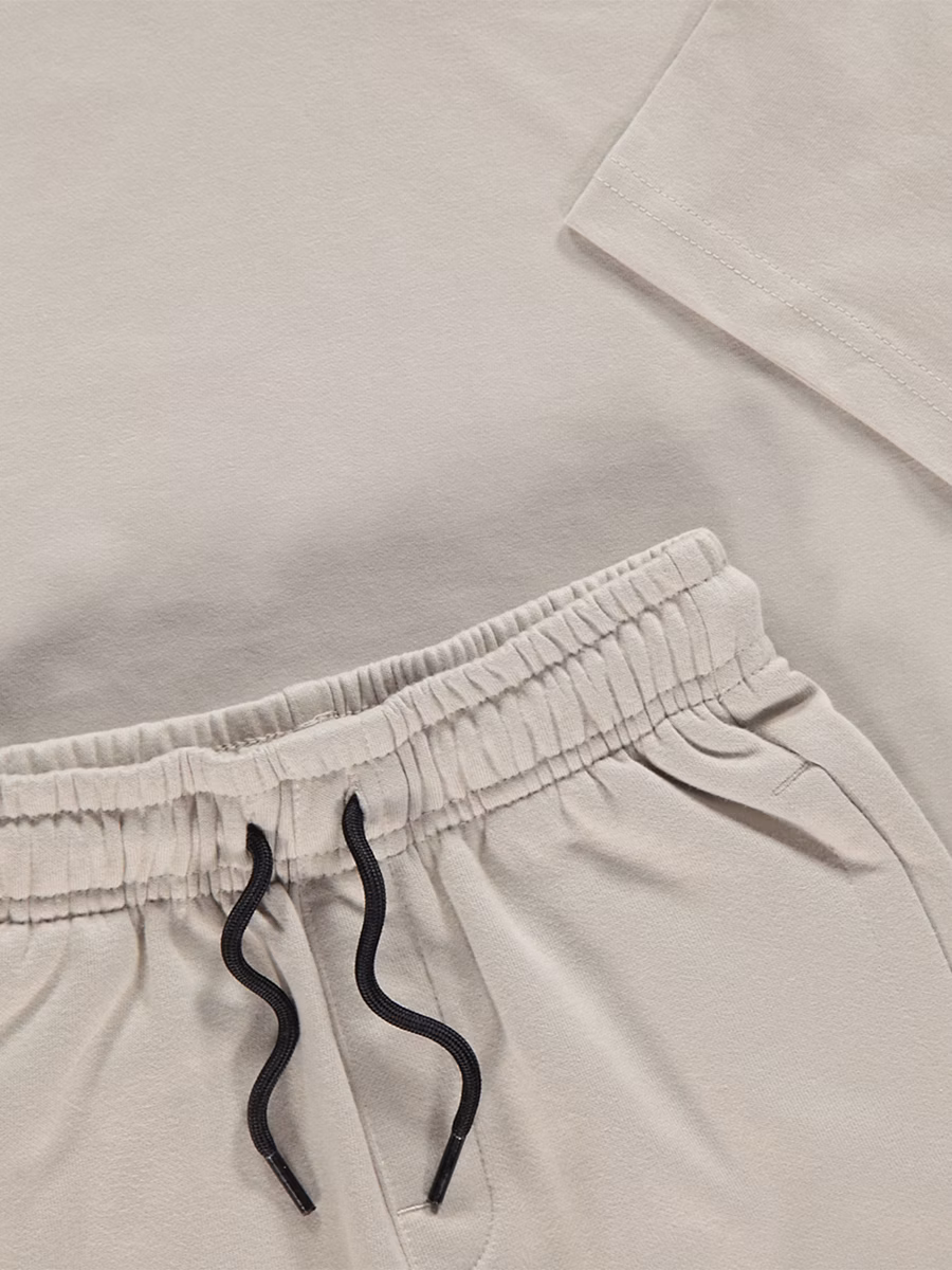 Taupe Short Sleeve T-shirt and Shorts Set detail 1