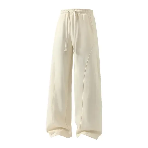Men's solid-color drawstring trousers with curved hems—casual and comfortable, featuring a relaxed fit suitable for all seasons.