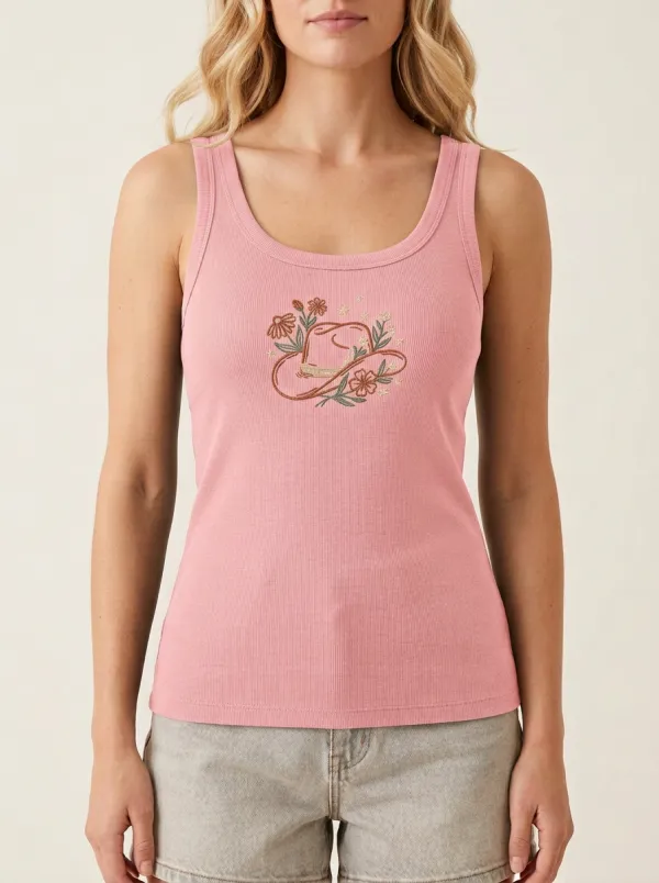 Moonlit Floral Built-In Bra Tank Top