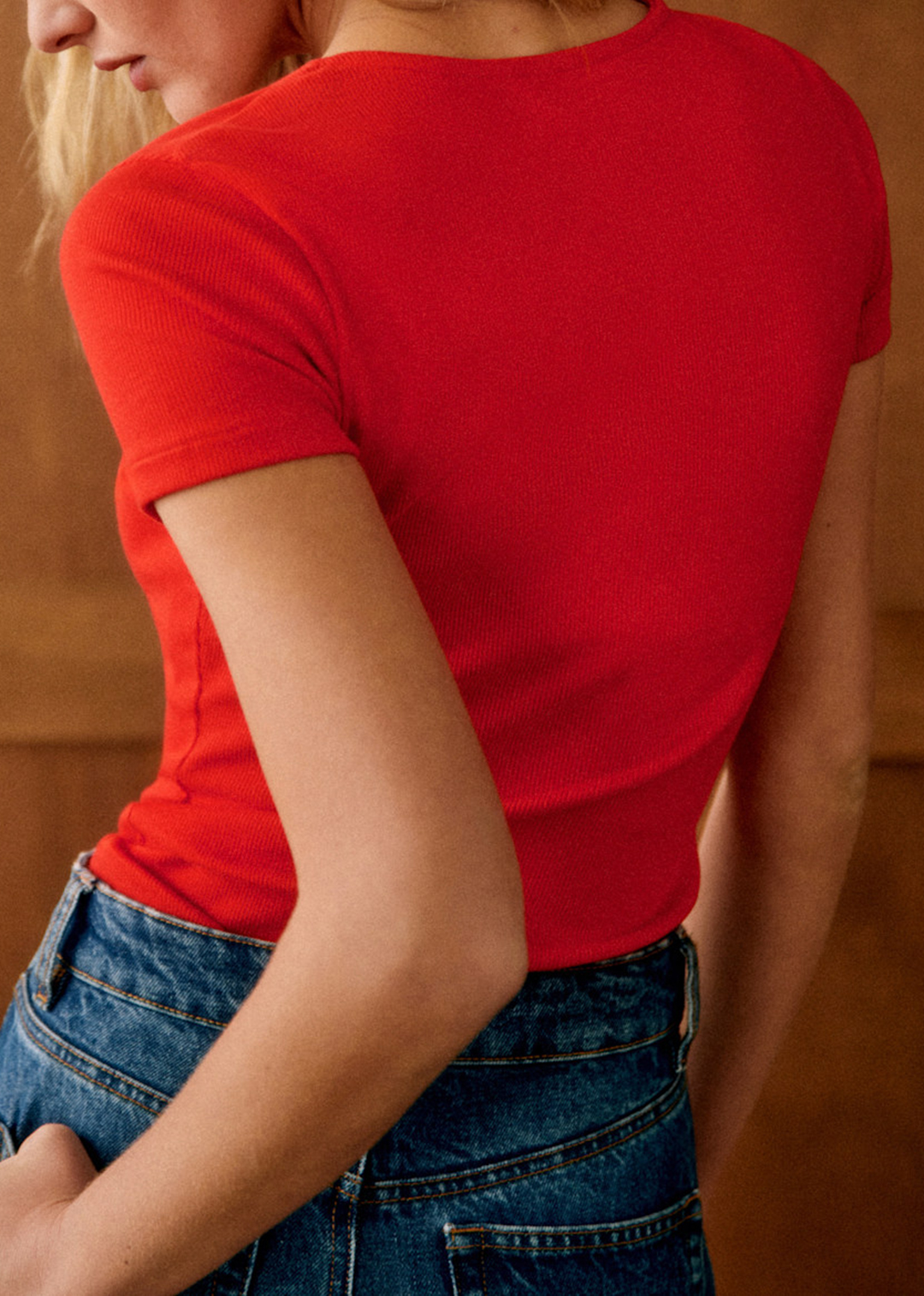 Square Neck Organic Cotton Short-Sleeved T-Shirt