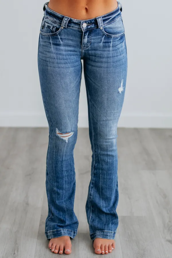 Women's Low Rise Bootcut Distressed Jeans