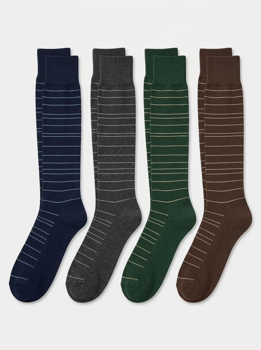 Men's Refined Striped Business Crew Socks Set
