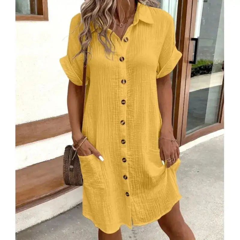  Casual Button Down Shirt Midi Dress