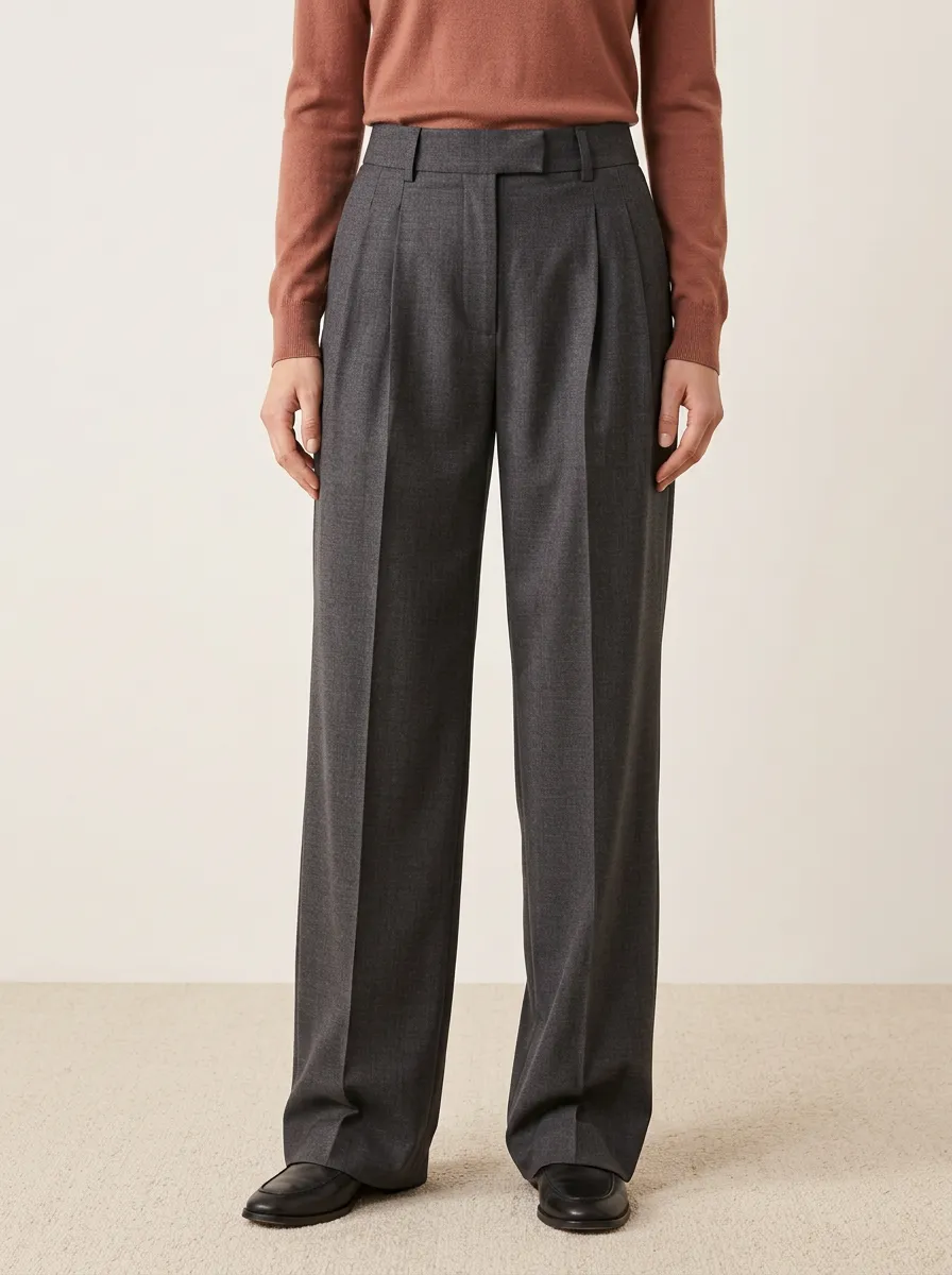 Everyday Workday Pleated High Rise Wide Leg Trousers