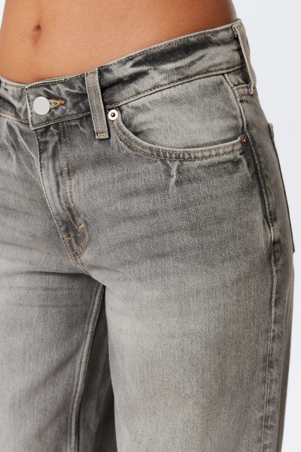 Pocketed Button Wide Leg Jeans