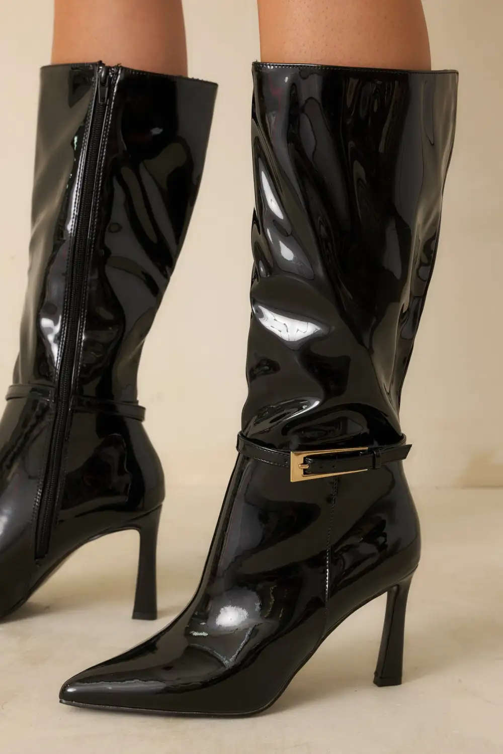 Relaxed Faux Leather Leather Boots