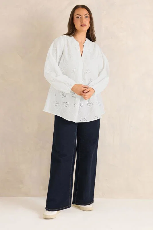 White Embroidered Cotton Blouse detail 2