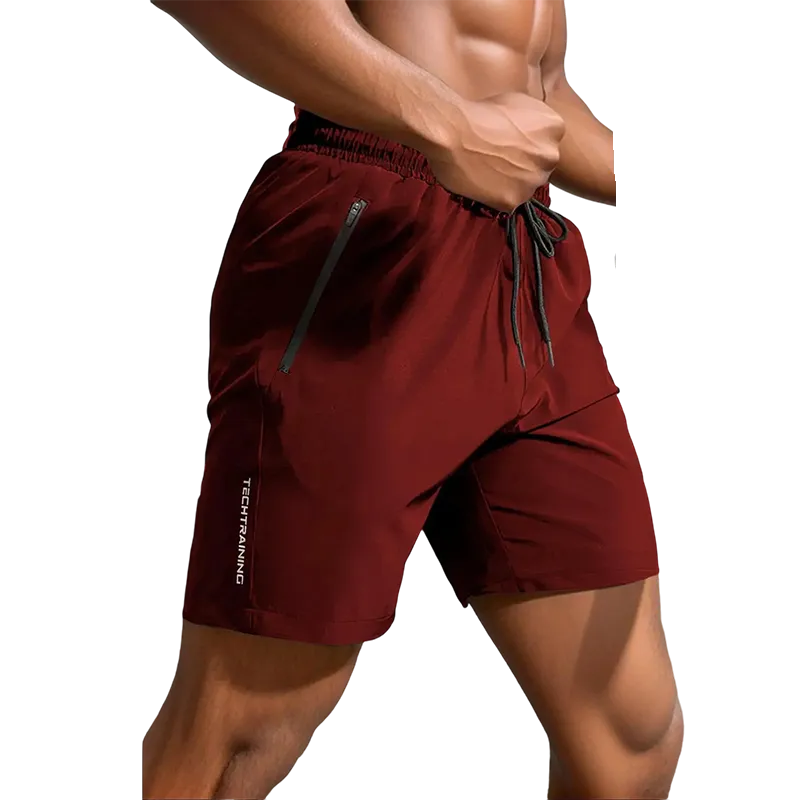 Men's New Trendy Letter Print Zipper Pocket Drawstring Waist Track Shorts