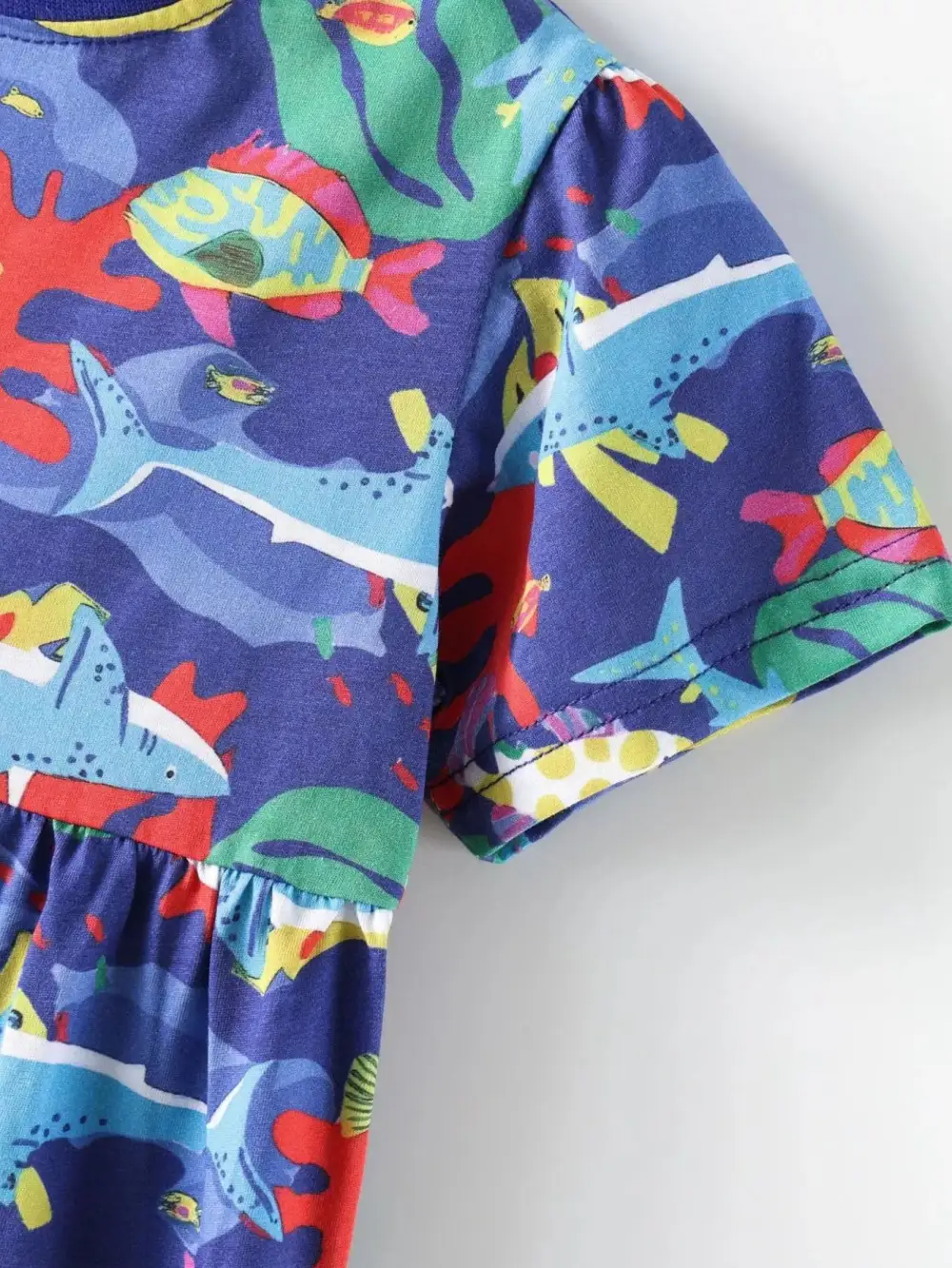 Girls Marine Life Print A-Line Dress