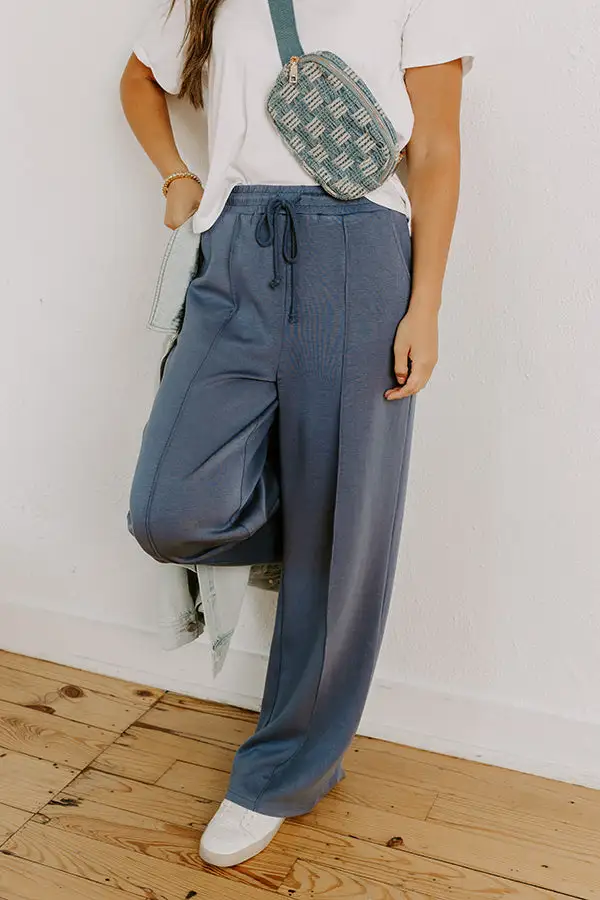 High Waist Wide Leg Scuba Knit Pants