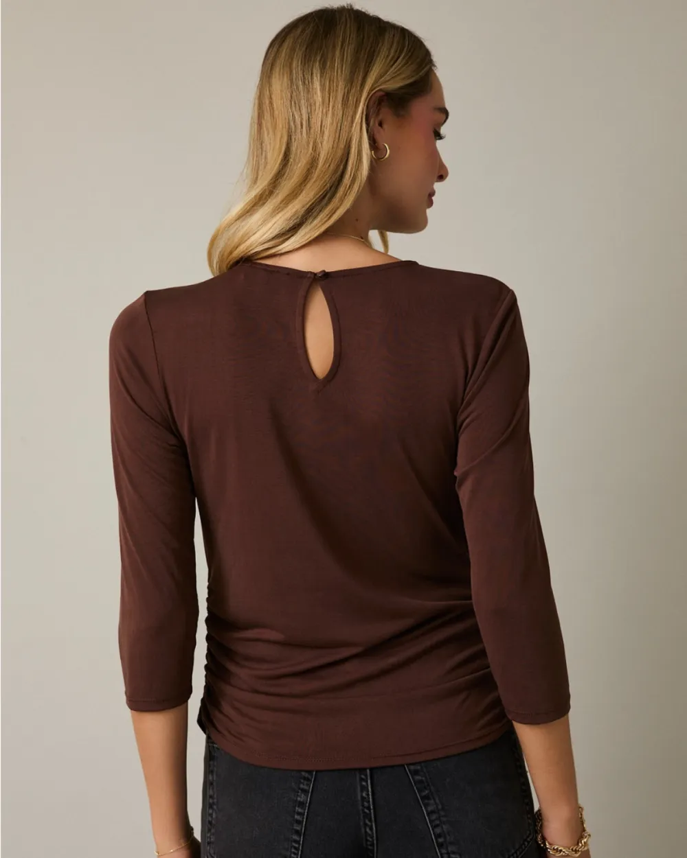 Twist Neck Shirred Top