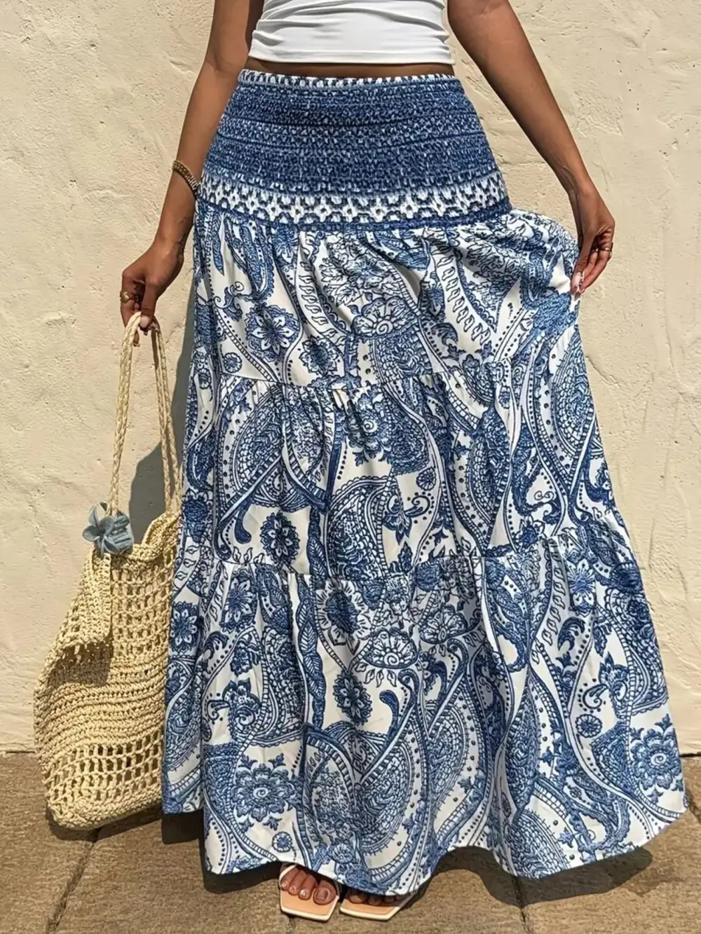 Refined Smocked Printed Skirt