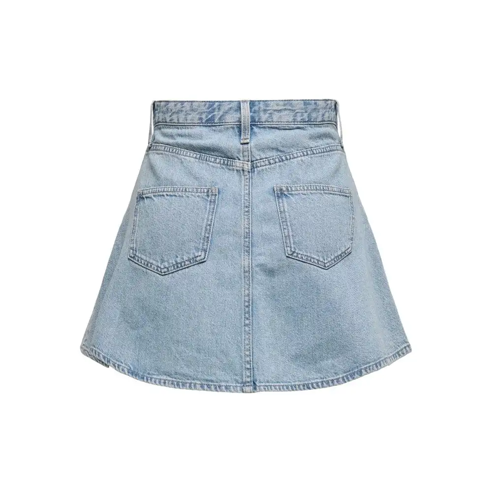 Button Front Denim Mini Skirt