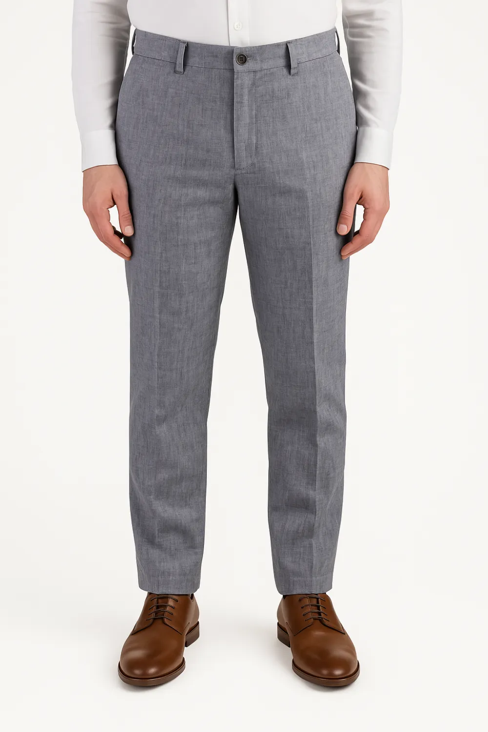Classic Linen Flat Front Regular Rise Traditional Fit Trousers