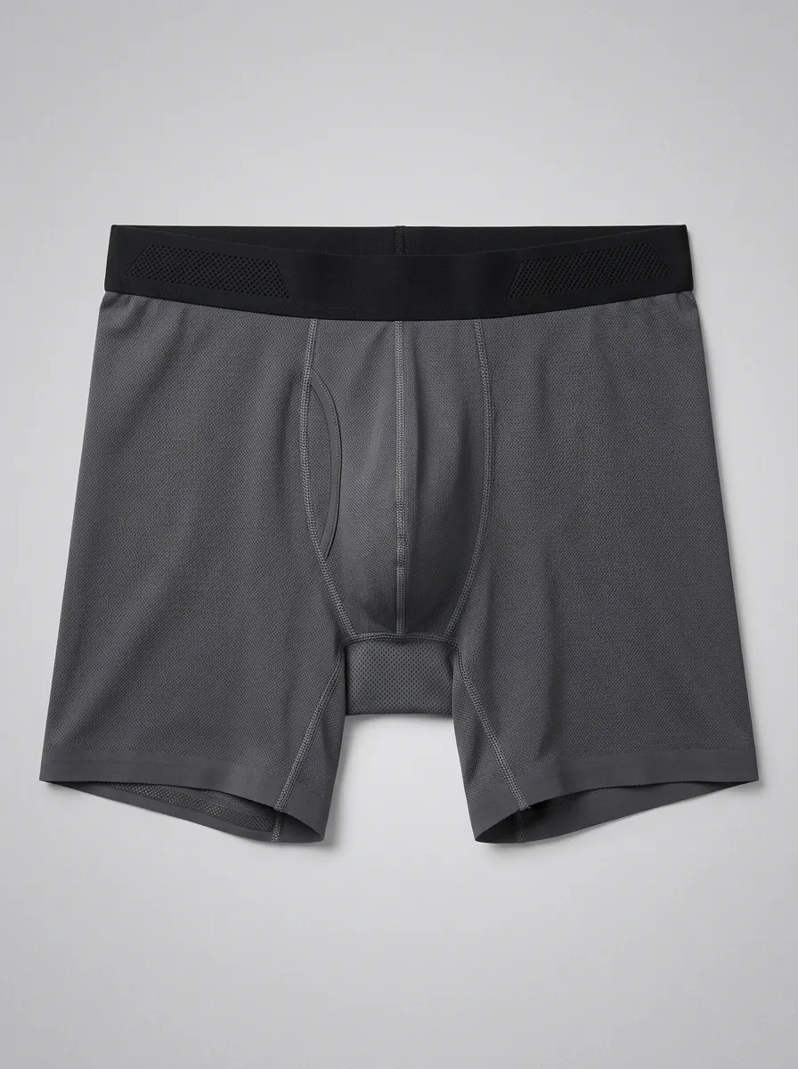 Men's Charcoal Grey Perforated Structured Pouch Boxer Briefs