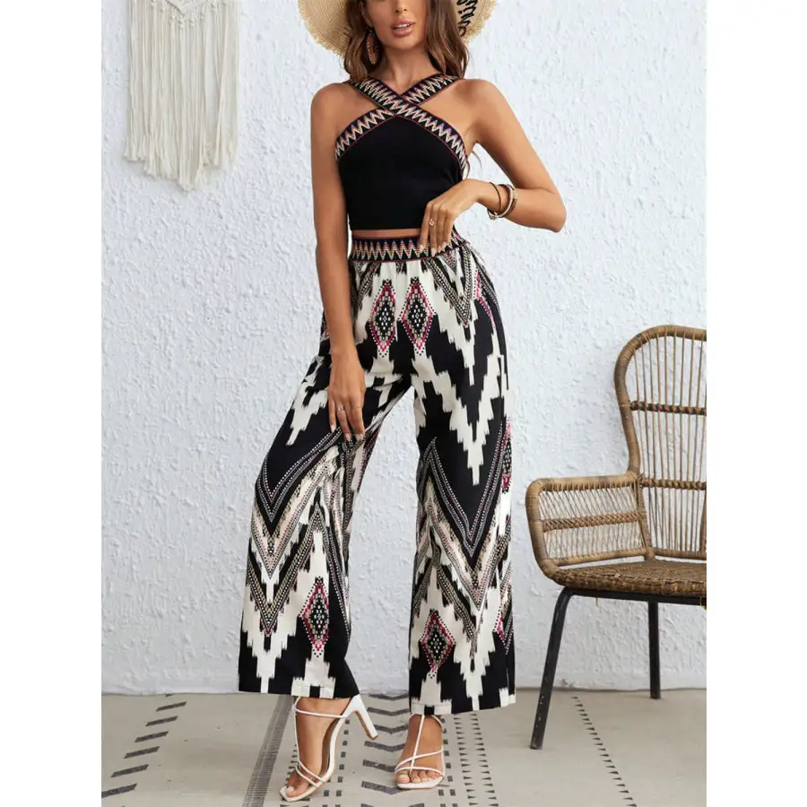 Wide Strap Sleeveless Top and Pants Set
