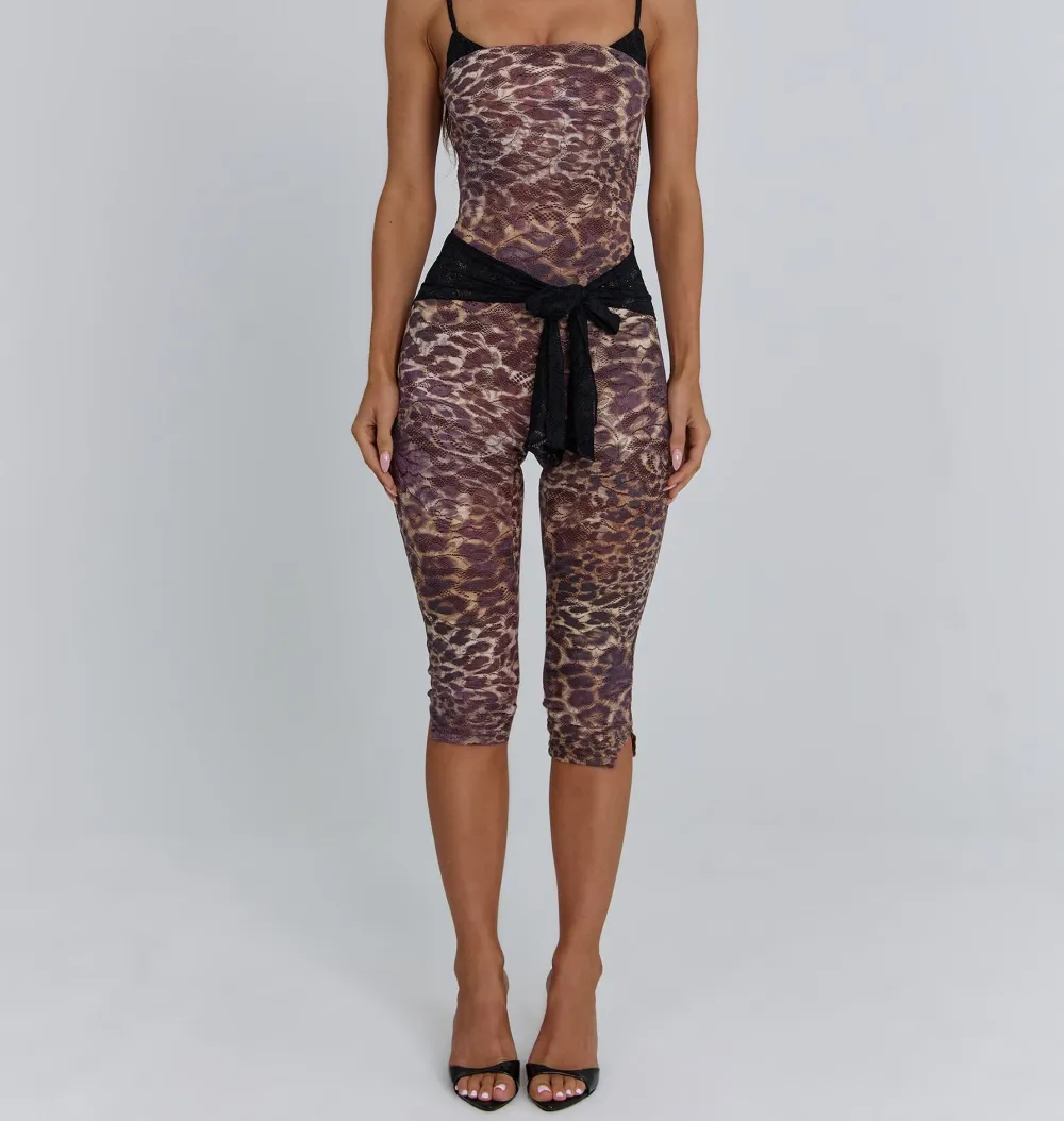 Black Lace Trim Jersey Jumpsuit