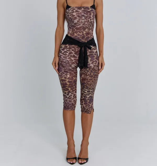 Black Lace Trim Jersey Jumpsuit