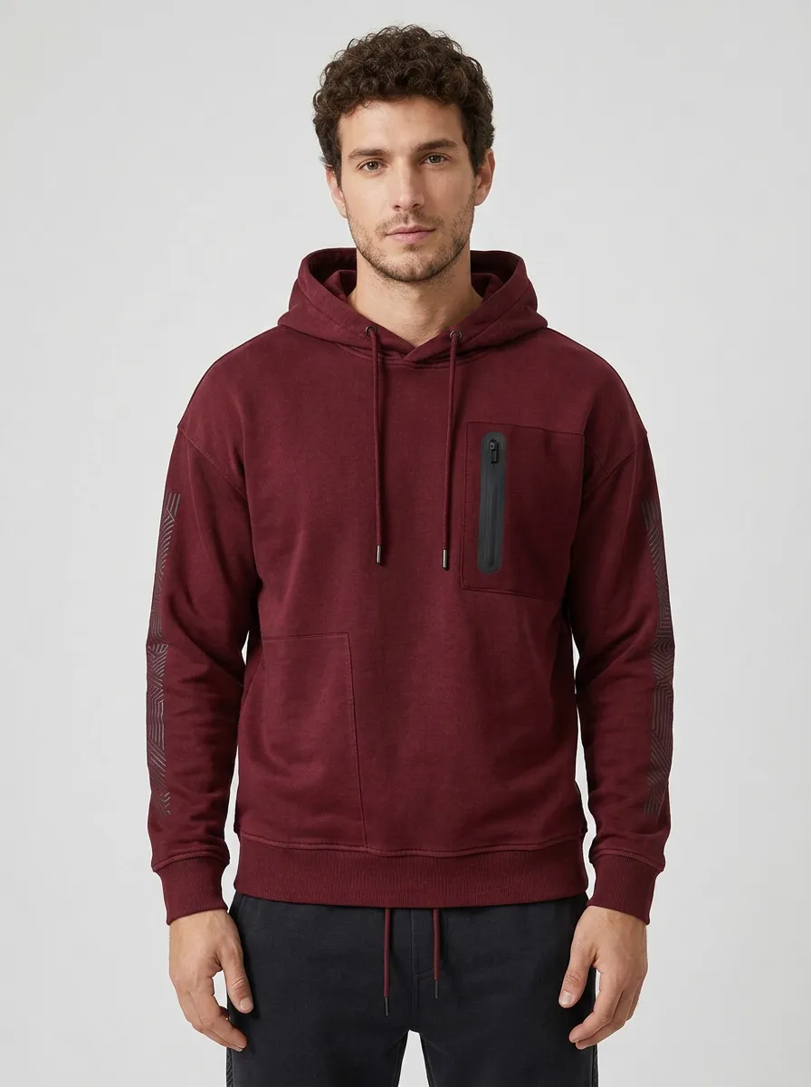 Men's Athletic Gym Wear Geometric Pattern Printed Tracksuit