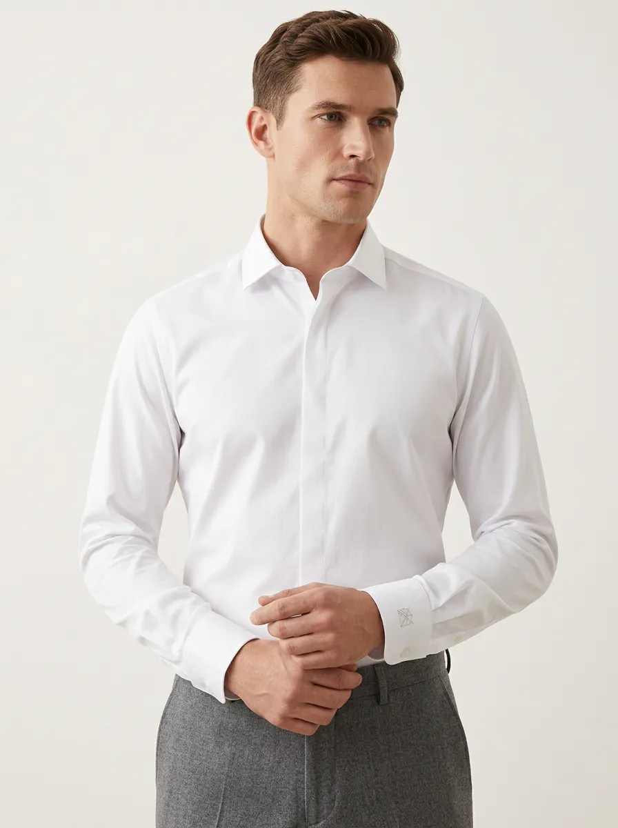 Men's Non-Iron Cotton Geometric Cuff Printed Shirt