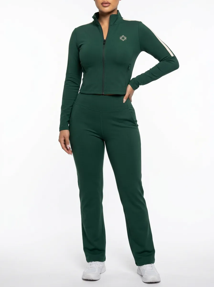 Women's Side-Stripe Track Jacket & Straight-Leg Pants Set