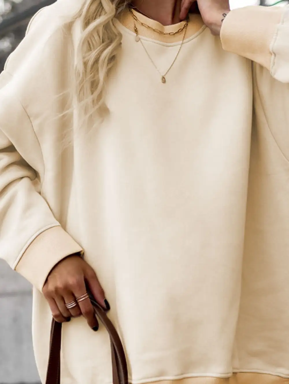 Crew Neck Irregular Sweatshirt Set