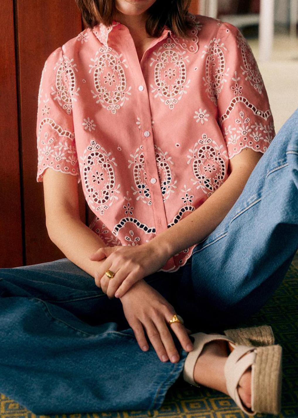 Short Sleeved Embroidered Shirt