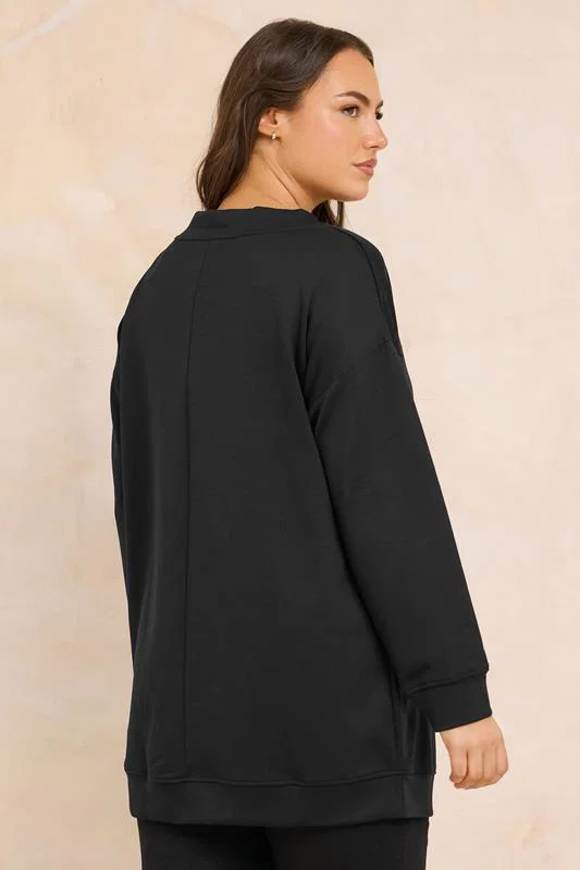 Black Luxe Zip Detail Sweatshirt detail 2