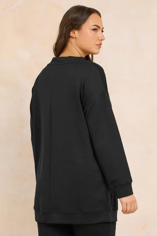 Black Luxe Zip Detail Sweatshirt