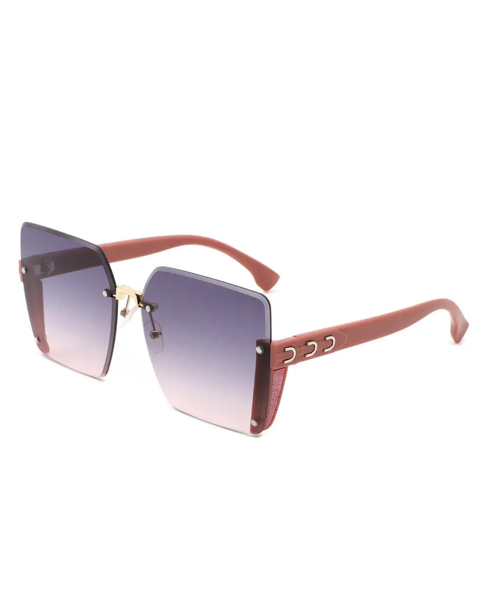 Knotted Square Rimless Frame Sunglasses
