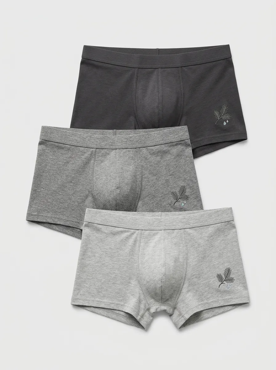 Men's Three-Pair Botanical Branch Embroidered Trunk Set