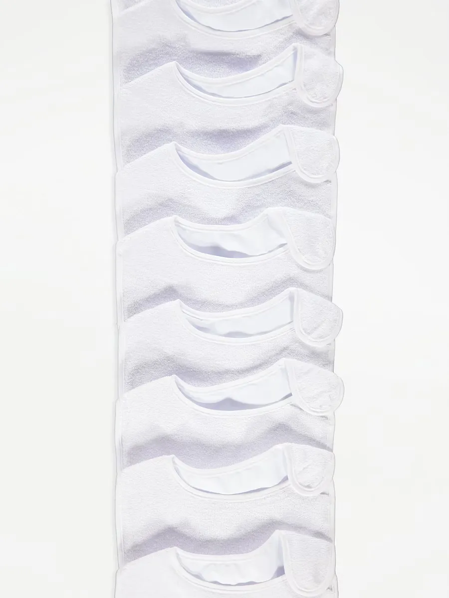 White Towelling Bibs 10 Pack