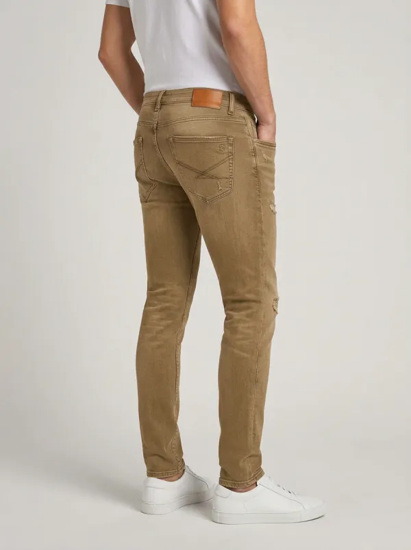 Men's Ridge Distressed Gray Washed Slim-Fit Jeans