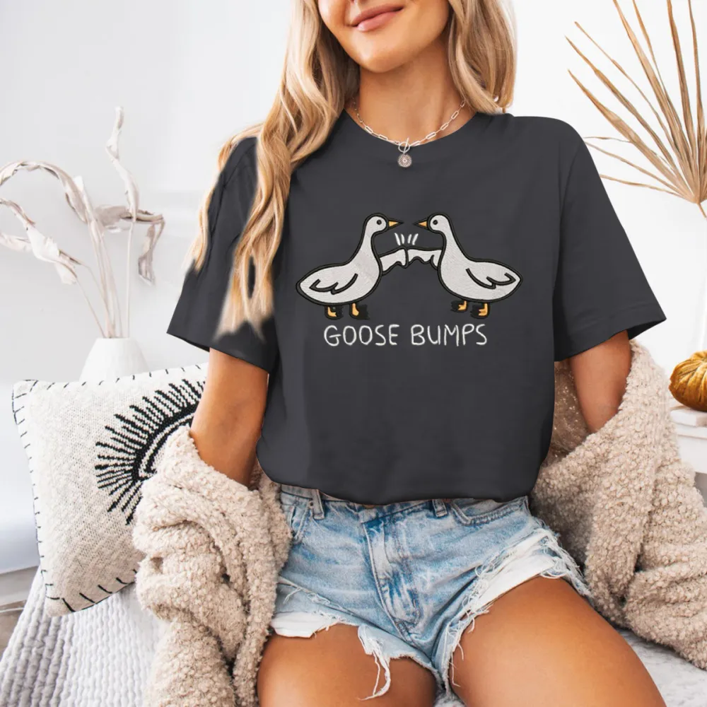 Embroidered Goose Pair T-Shirt