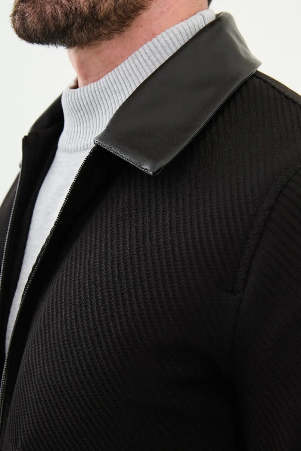Slim Fit Leather Tailored Coat