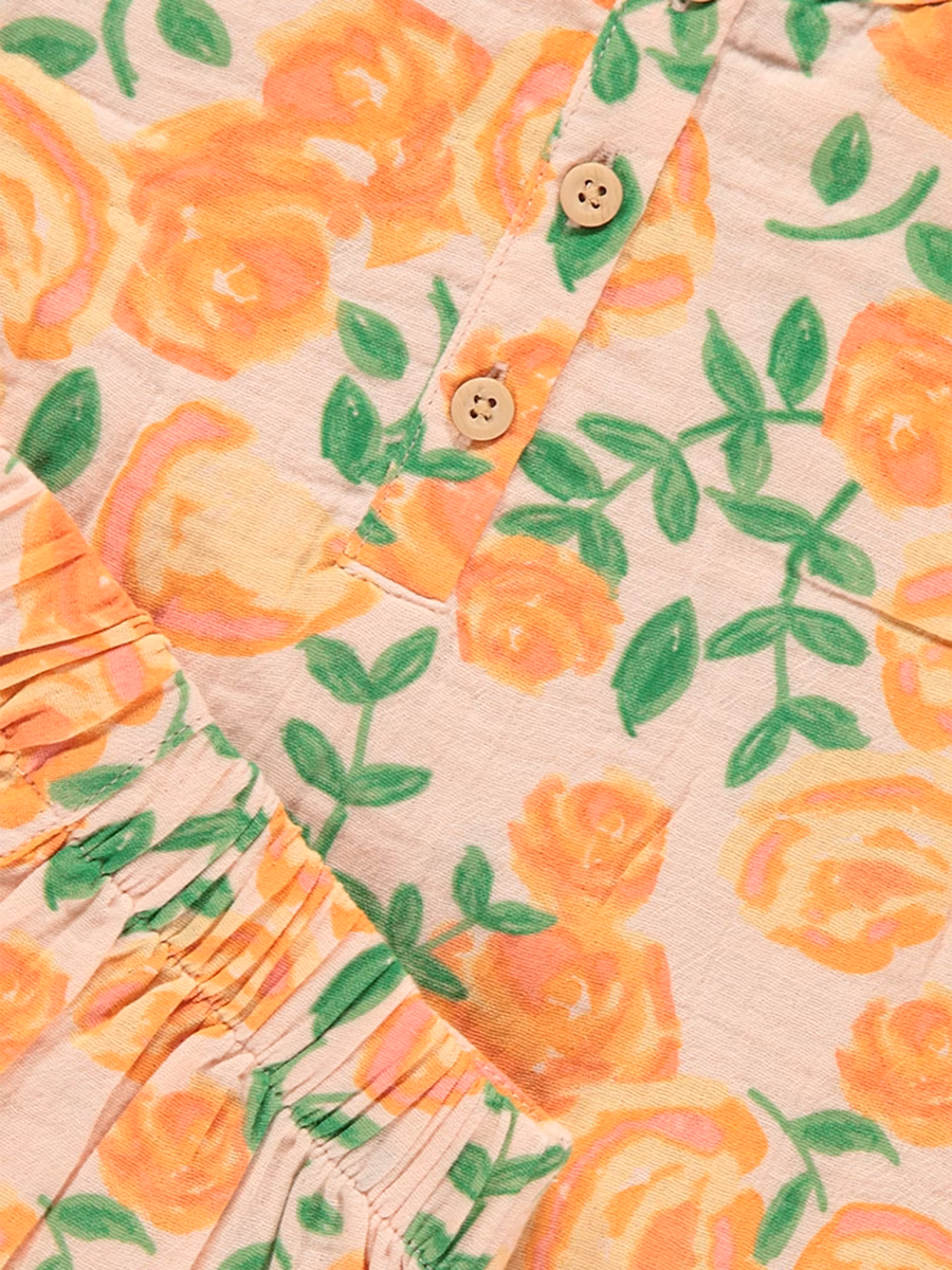 Orange Rose Frill Woven Top and Shorts Set detail 1